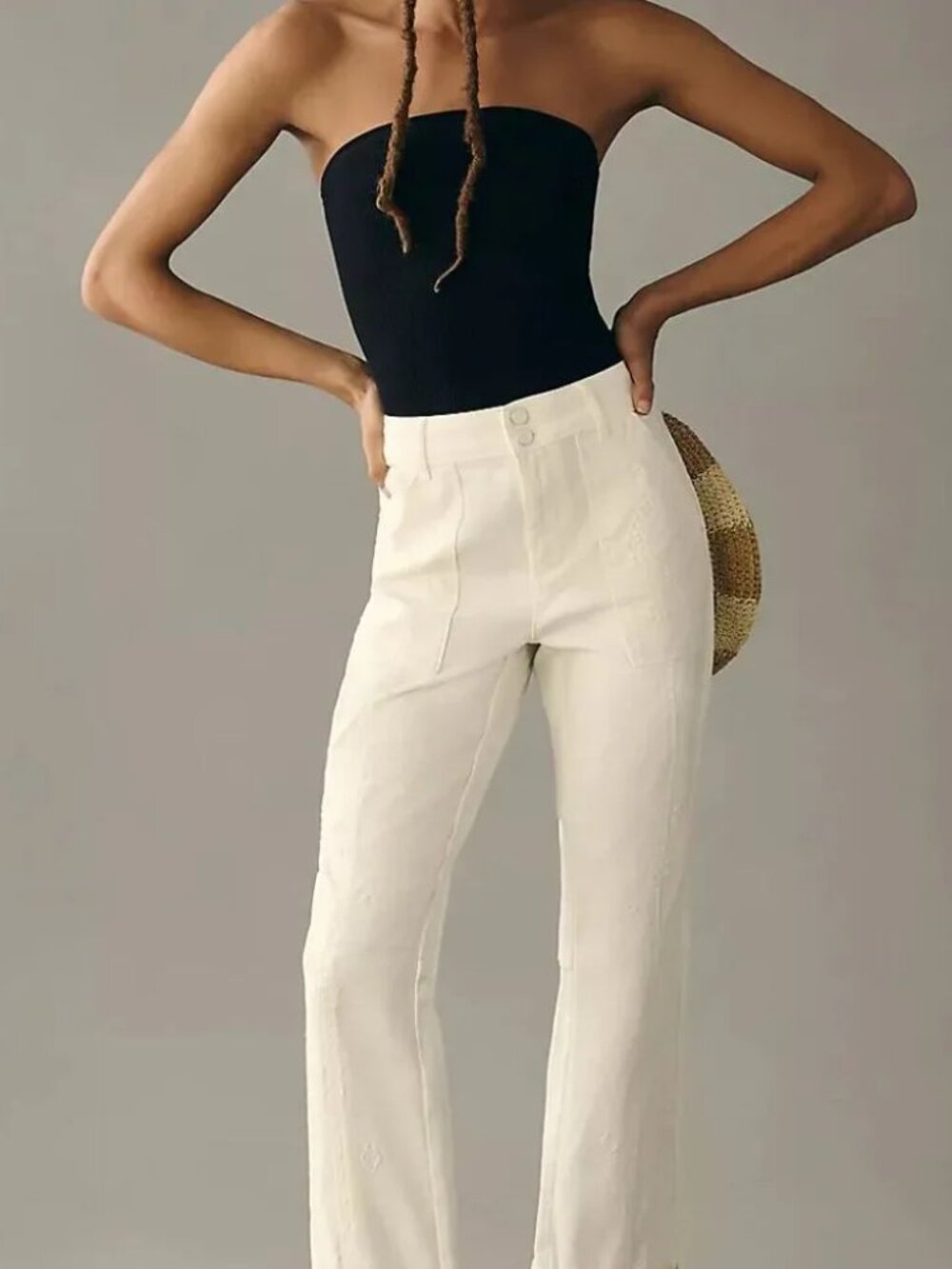 Anthropologie Pilcro White Embroidered Wanderer pants